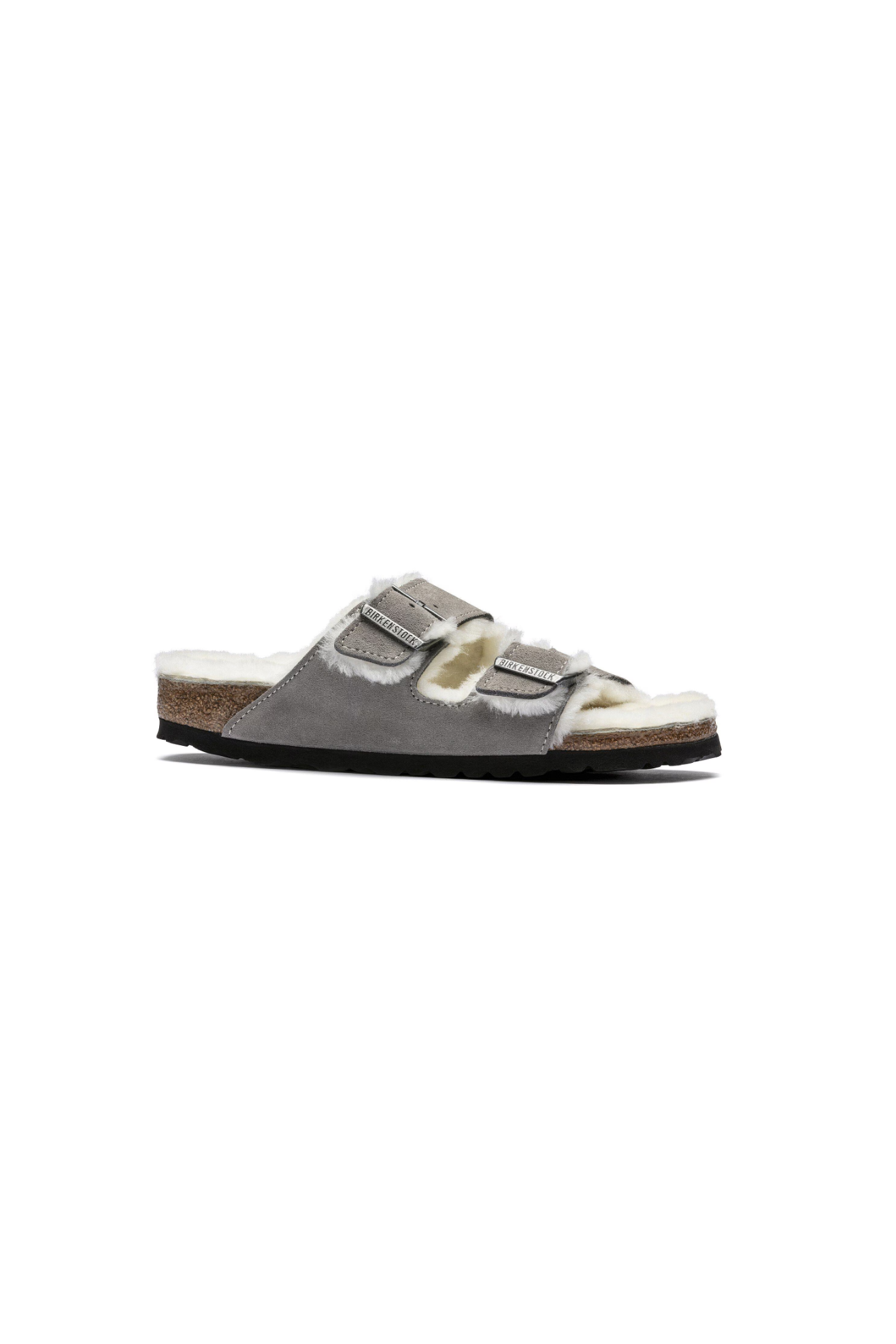 Birkenstock Arizona Shearling Suede Leather | Stone Coin | Narrow