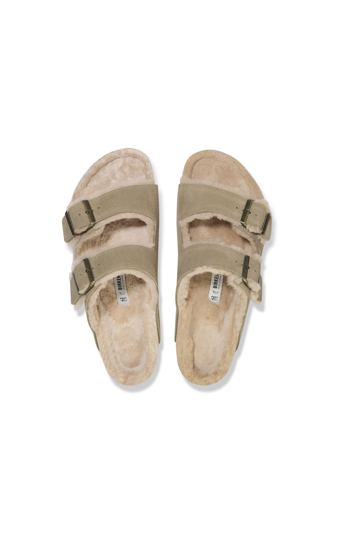 Birkenstock Arizona Shearling Suede Leather | Taupe | Narrow