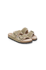 Birkenstock Arizona Shearling Suede Leather | Taupe | Narrow