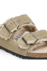 Birkenstock Arizona Shearling Suede Leather | Taupe | Narrow