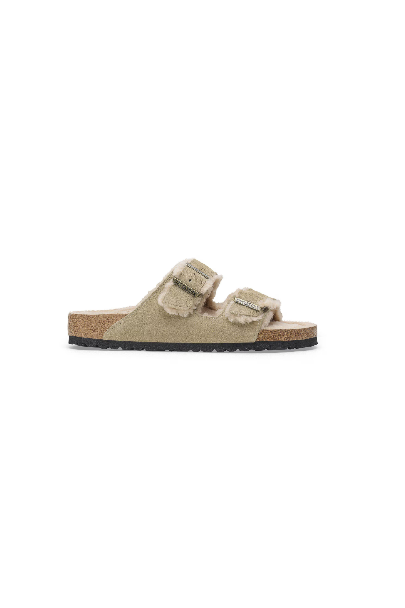 Birkenstock Arizona Shearling Suede Leather | Taupe | Narrow