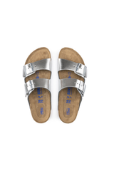Birkenstock Arizona Soft Footbed Natural Leather Metallic | Silver | Regular