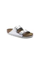 Birkenstock Arizona Soft Footbed Natural Leather | Metallic Silver | Narrow