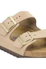 Birkenstock Arizona Soft Footbed Nubuck Leather | Sandcastle | Narrow