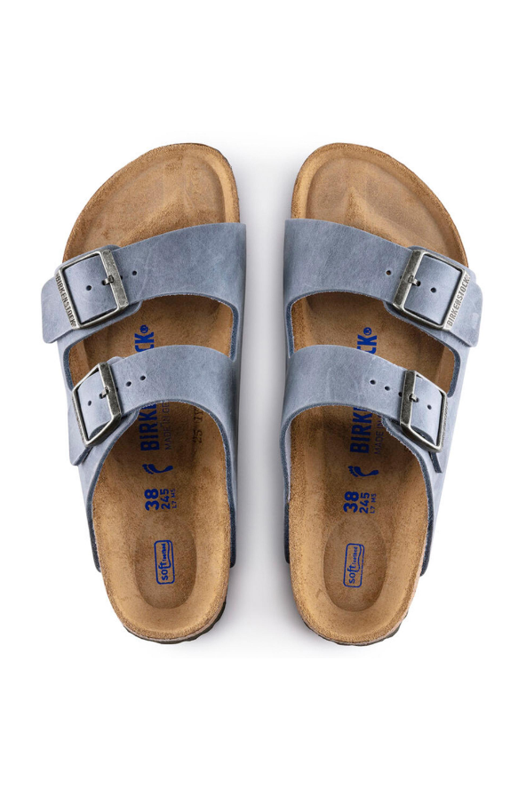 Birkenstock Arizona Soft Footbed Oiled Leather | Dusty Blue | Narrow