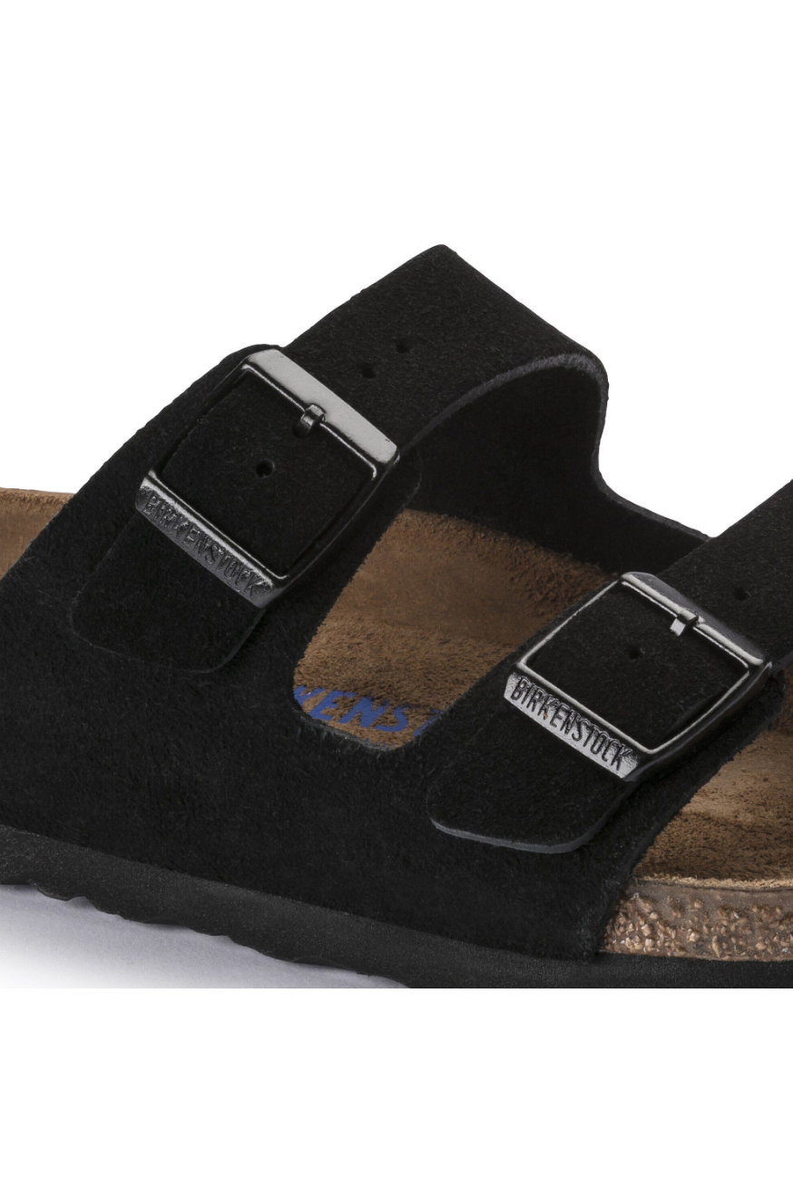 Birkenstock Arizona Soft Footbed Suede Leather | Black | Narrow