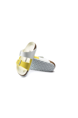 Birkenstock Arizona Split Birko-Flor Sandals | White/Lime Sour | Narrow