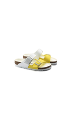 Birkenstock Arizona Split Birko-Flor Sandals | White/Lime Sour | Narrow