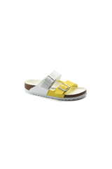 Birkenstock Arizona Split Birko-Flor Sandals | White/Lime Sour | Narrow