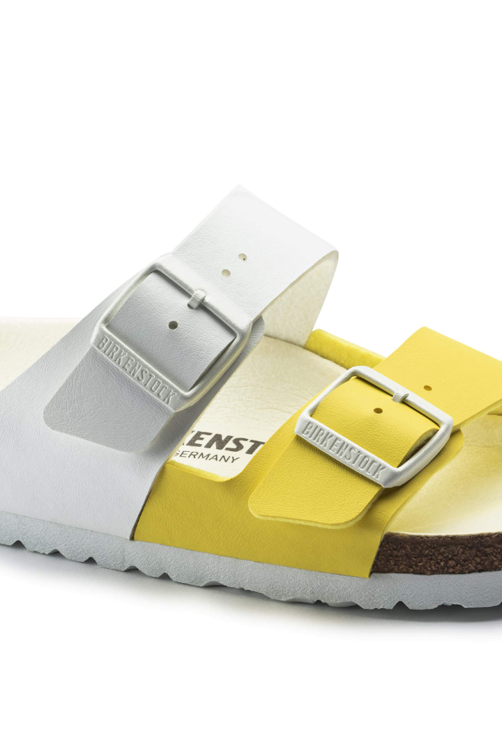 Birkenstock Arizona Split Birko-Flor Sandals | White/Lime Sour | Narrow