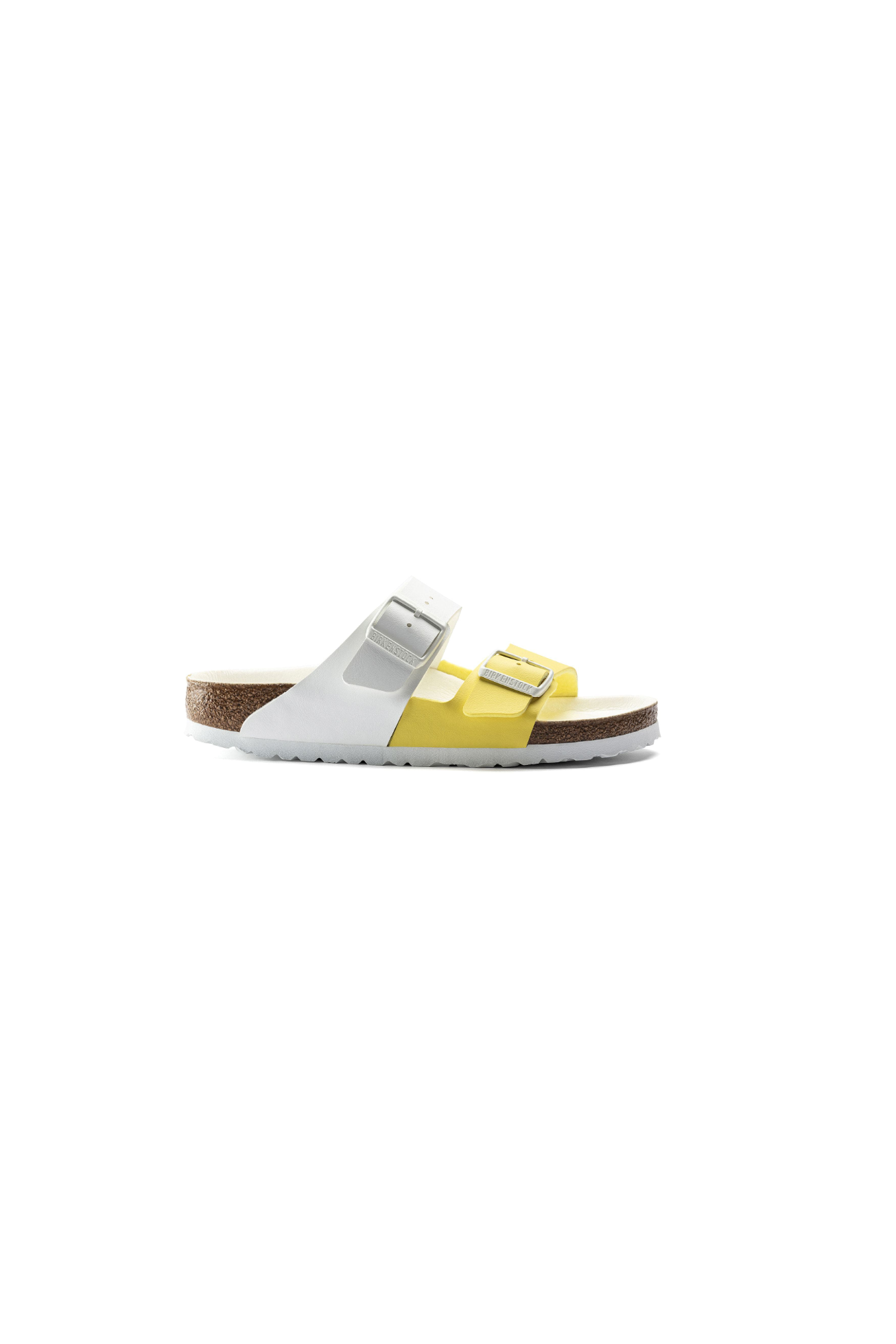 Birkenstock Arizona Split Birko-Flor Sandals | White/Lime Sour | Narrow