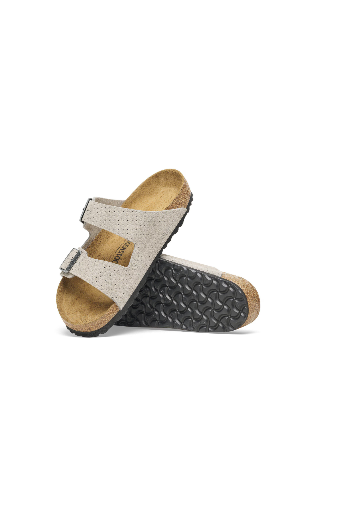 Birkenstock Arizona Suede Embossed Dotted Sandals | Stone Coin | Narrow