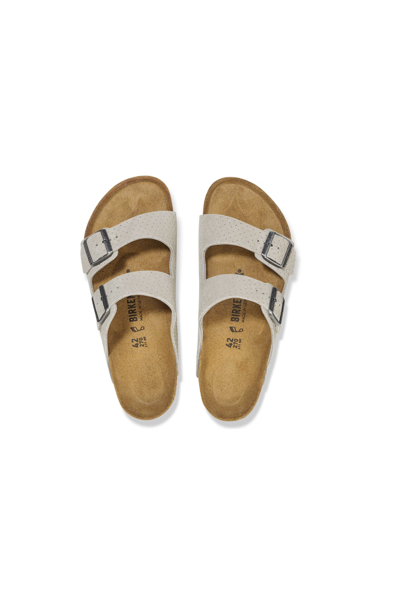 Birkenstock Arizona Suede Embossed Dotted Sandals | Stone Coin | Narrow