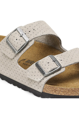Birkenstock Arizona Suede Embossed Dotted Sandals | Stone Coin | Narrow