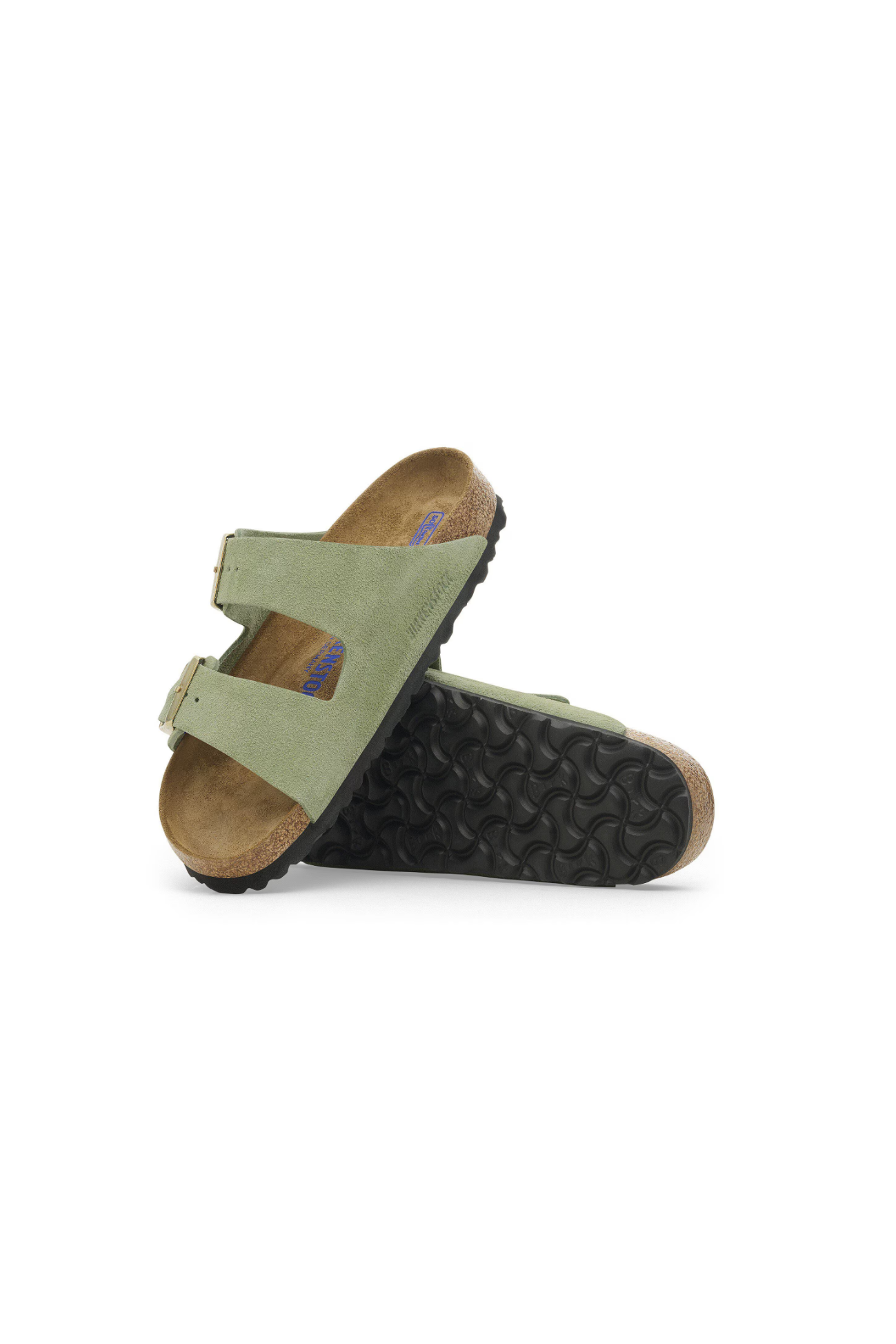 Birkenstock Arizona Soft Footbed Suede Leather Sandals | Green Tea | Narrow