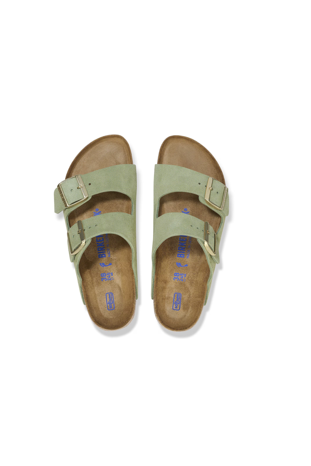 Birkenstock Arizona Soft Footbed Suede Leather Sandals | Green Tea | Narrow