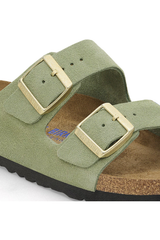 Birkenstock Arizona Soft Footbed Suede Leather Sandals | Green Tea | Narrow