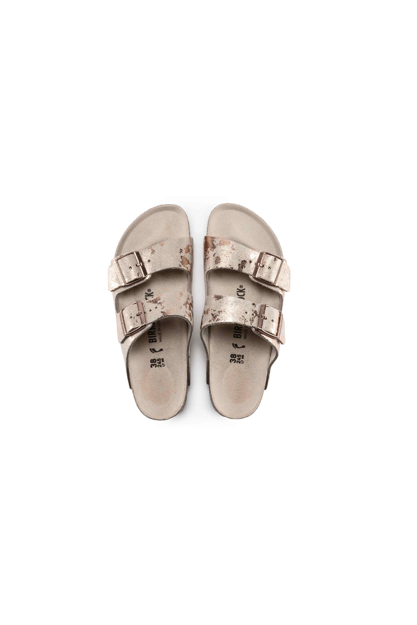 Birkenstock Arizona Suede Leather | Vintage Metallic Rose Copper | Narrow