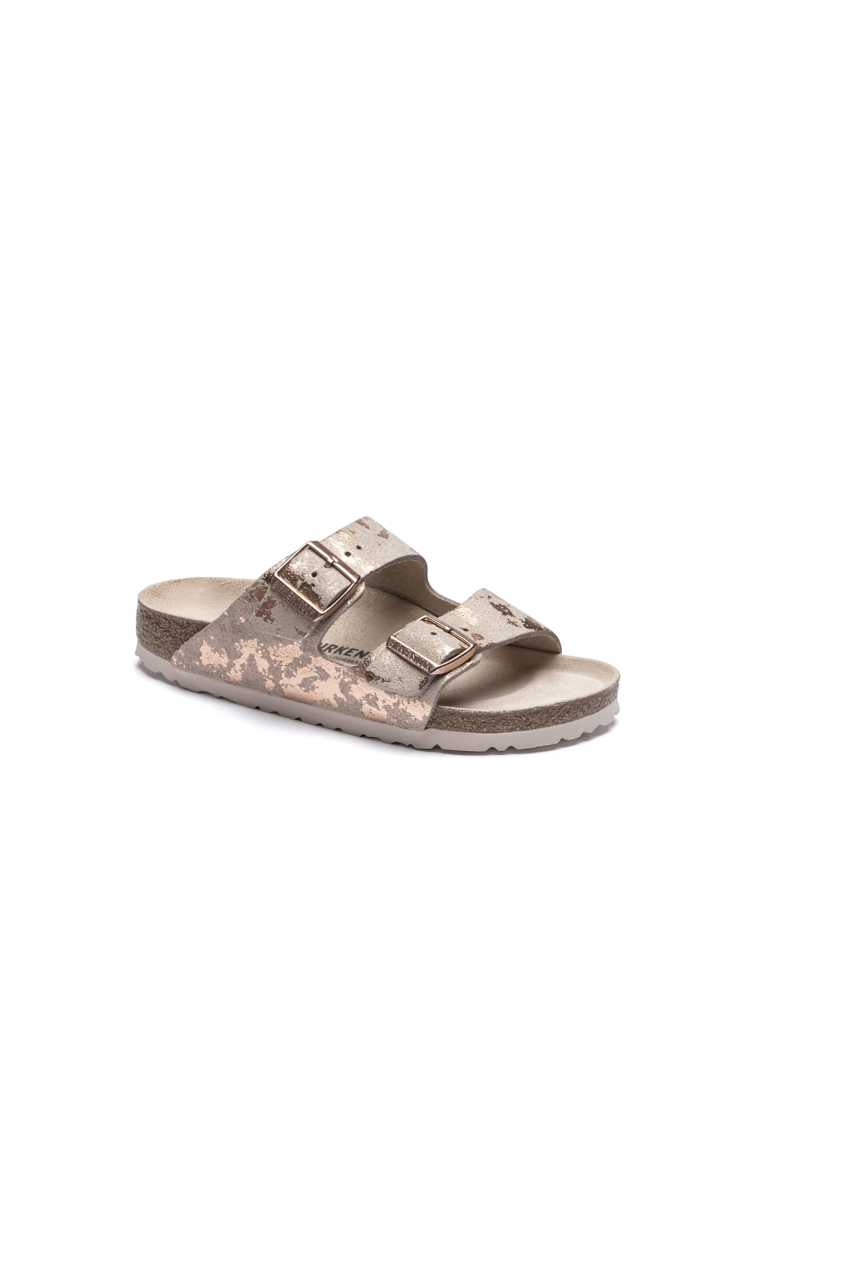 Birkenstock Arizona Suede Leather | Vintage Metallic Rose Copper | Narrow