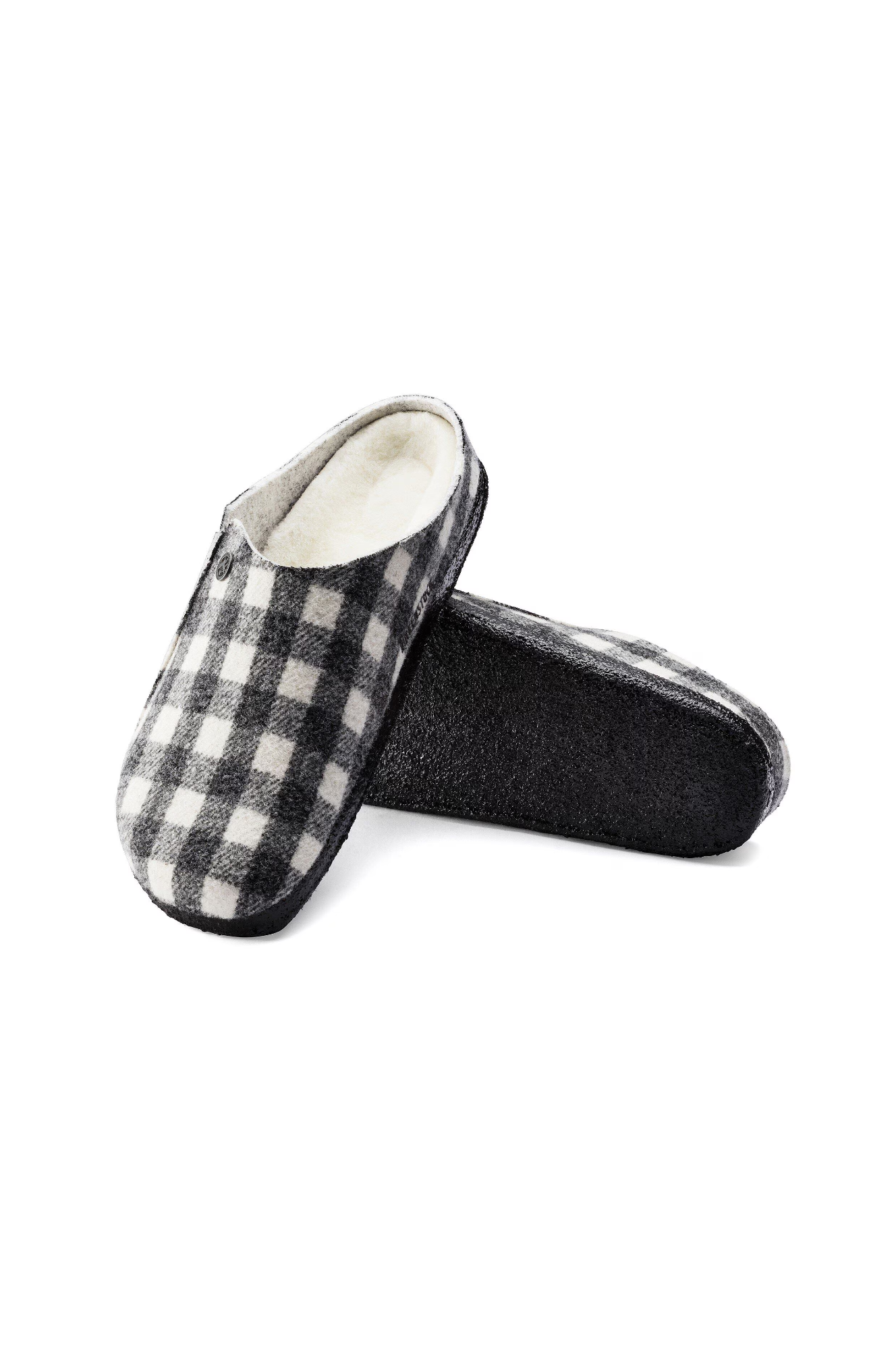 Birkenstock Zermatt Shearling Wool Felt Plaid | White | Narrow