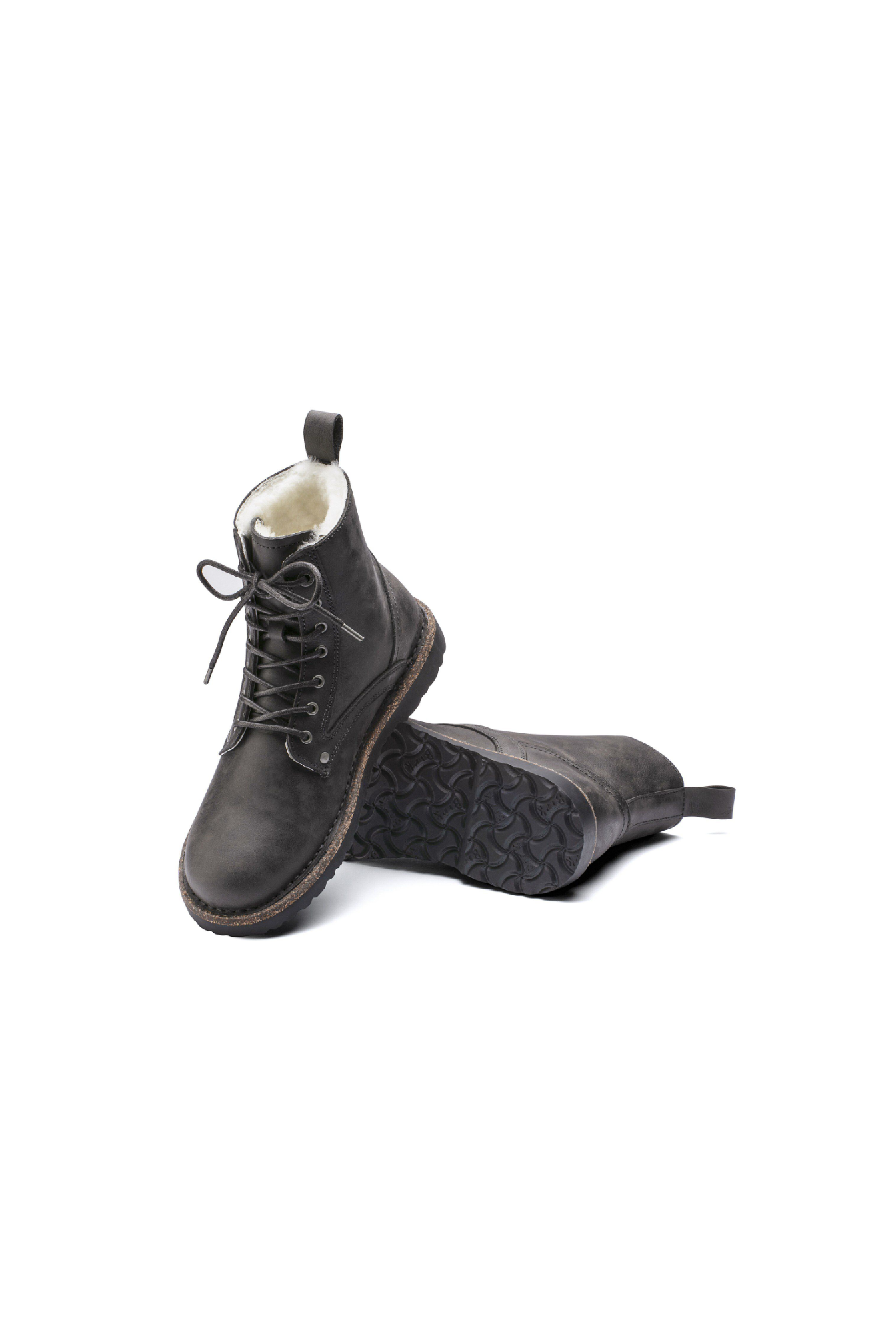 Birkenstock Bryson Shearling Oiled Nubuck | Leather Graphite | Narrow