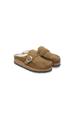 Birkenstock Buckley Shearling Suede Leather | Dark Tea | Narrow