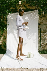 BY FAR Brigette Optic White Leather Sandals