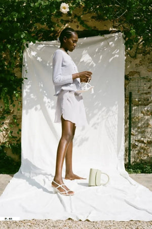 BY FAR Brigette Optic White Leather Sandals