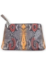 Vanessa Mooney Snake Skin Leather Zip Pouch