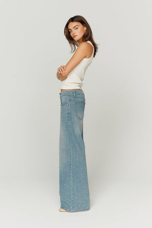 House of Sunny Crystallised Wide Leg Denim