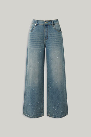 House of Sunny Crystallised Wide Leg Denim
