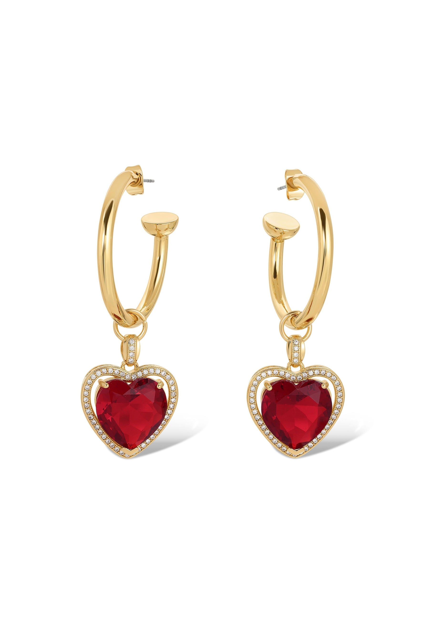 The Ruby Heart Hoop Earrings