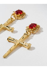 The Aria Ruby Cross Earrings