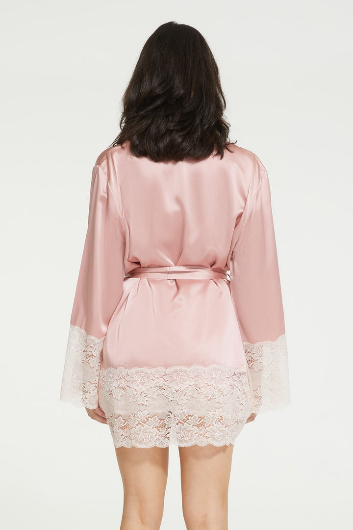 Ginia | Silk Lace Robe | Bridal Rose – Eclipse Sample Sales