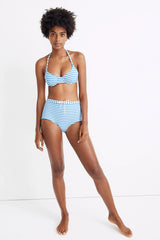 Solid & Striped The Ginger Tie Bikini - Azure Stripe Rib