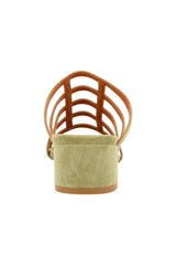 BY FAR Grid Green Suede Sandals