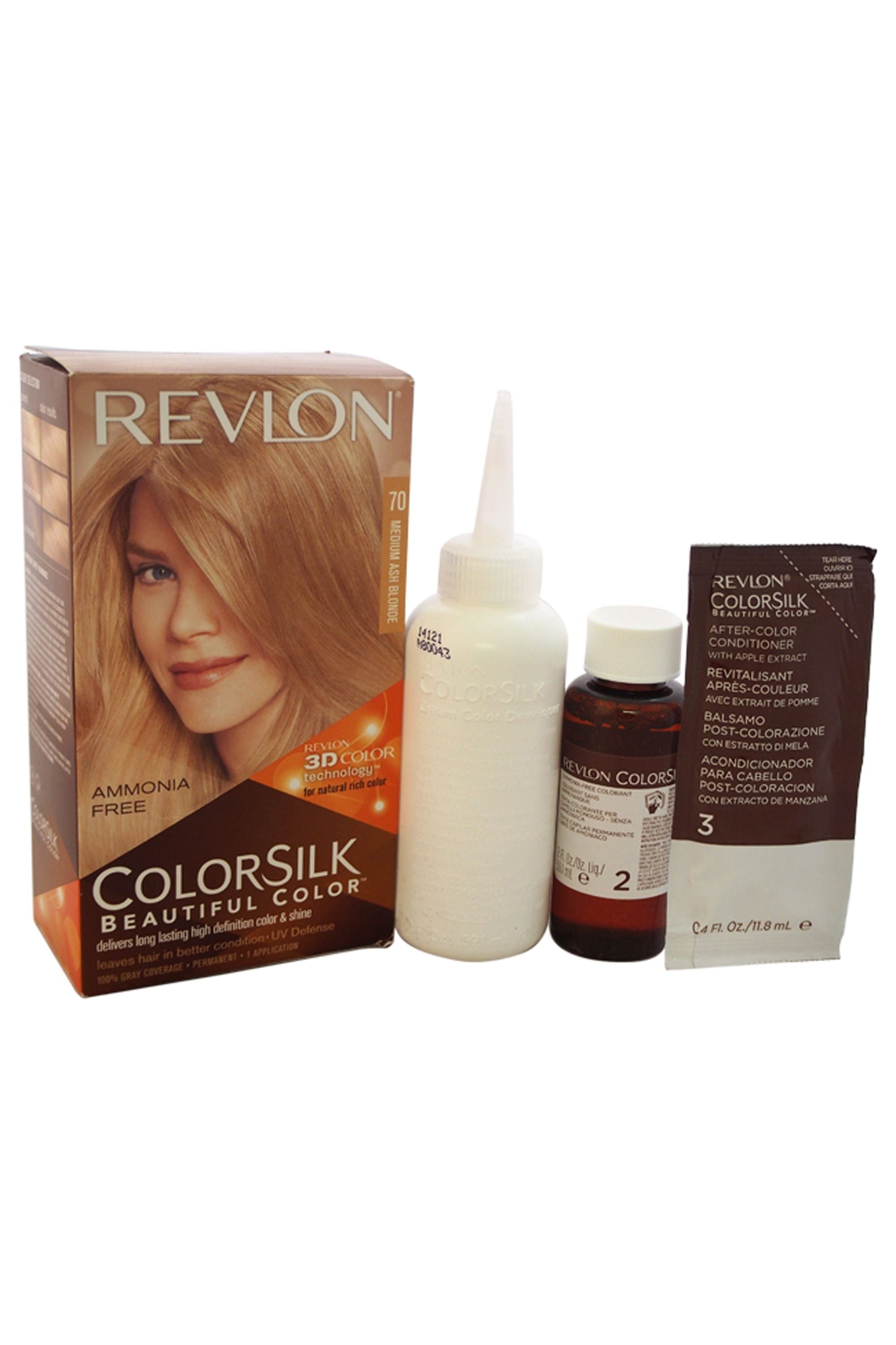 colorsilk Haircolor - 70 Medium Ash Blonde 7A by Revlon for Unisex - 1 Application Hair Color