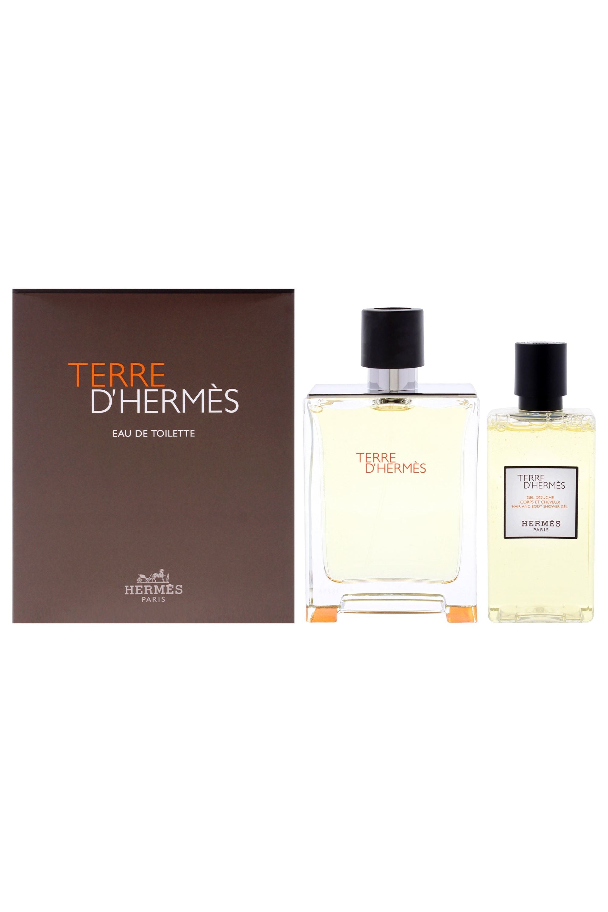 Terre DHermes by Hermes for Men - 2 Pc Gift Set 3.3oz EDT Spray, 2.7oz Hair and Body Shower Gel