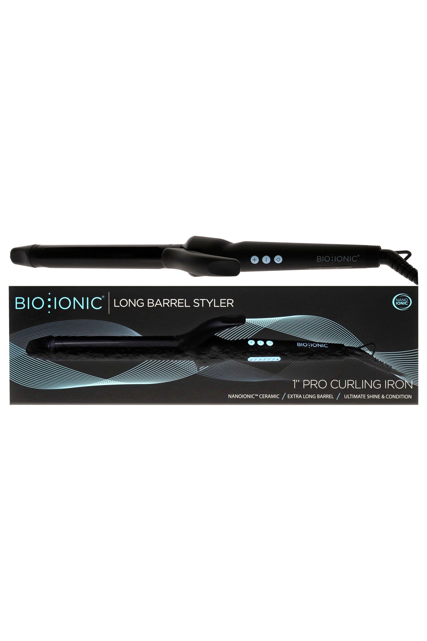 Long Barrel Styler - Black by Bio Ionic for Women - 1 Inch Curling Iron