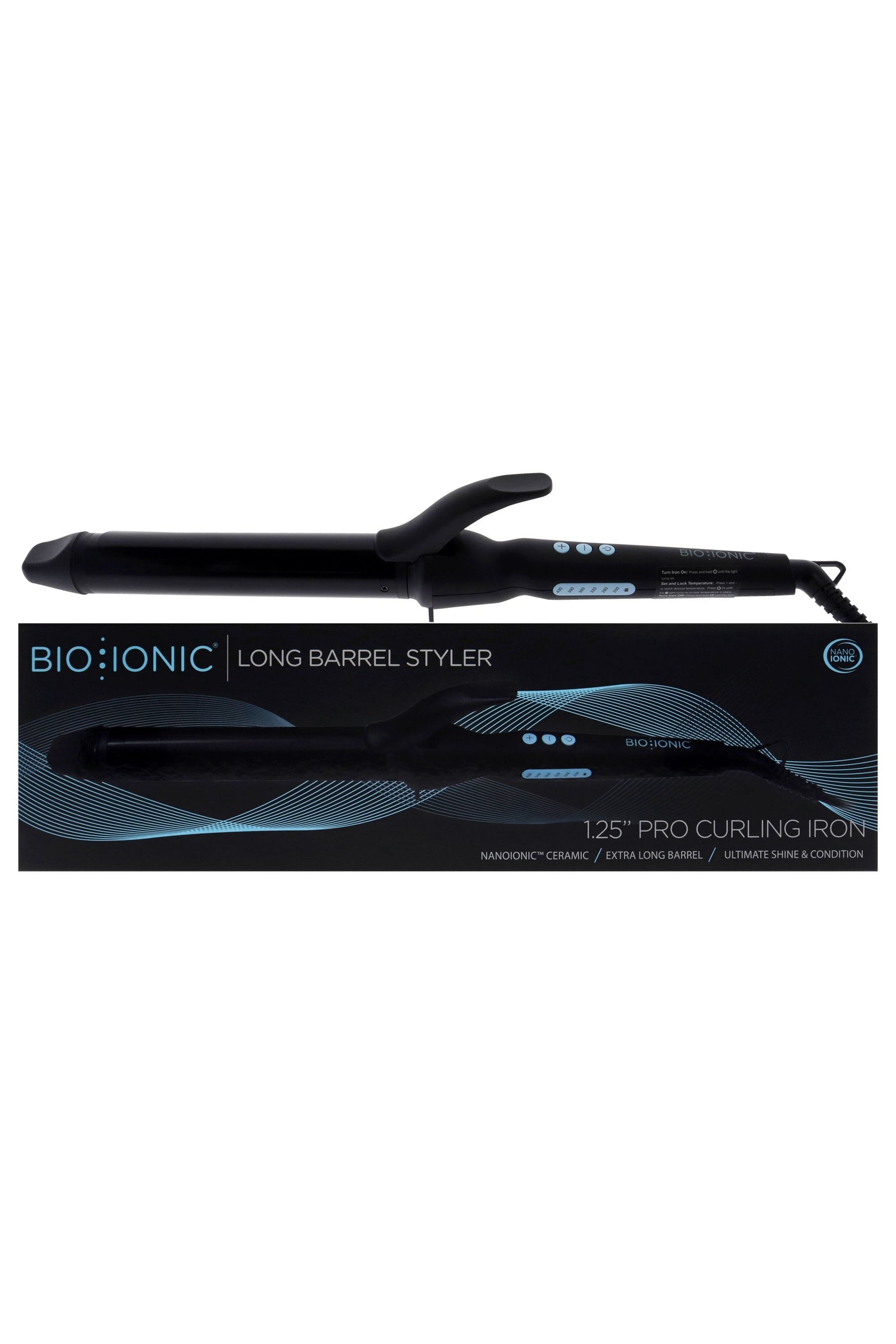 Long Barrel Styler - Black by Bio Ionic for Women - 1.25 Inch Curling Iron