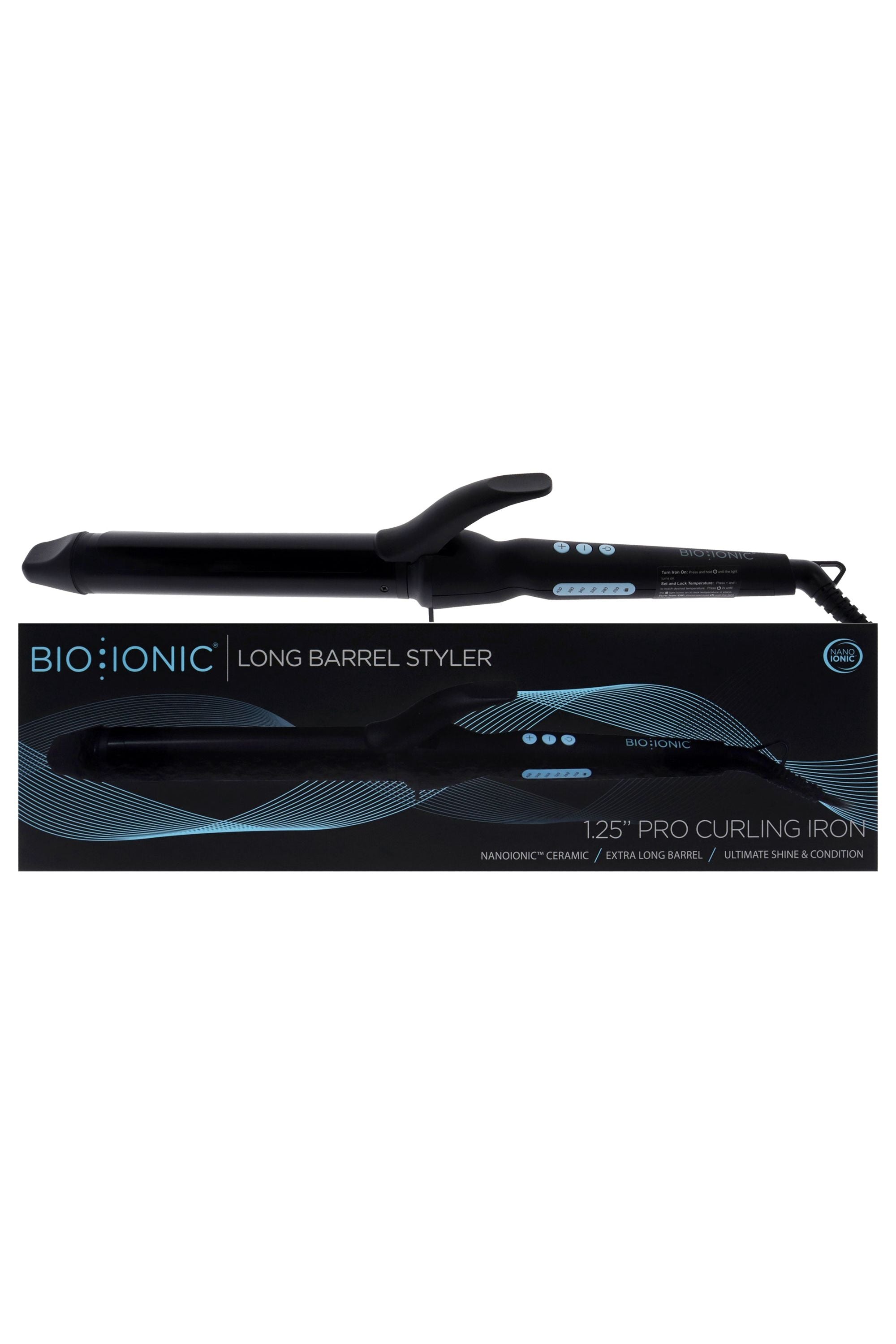 Long Barrel Styler - Black by Bio Ionic for Women - 1.25 Inch Curling Iron