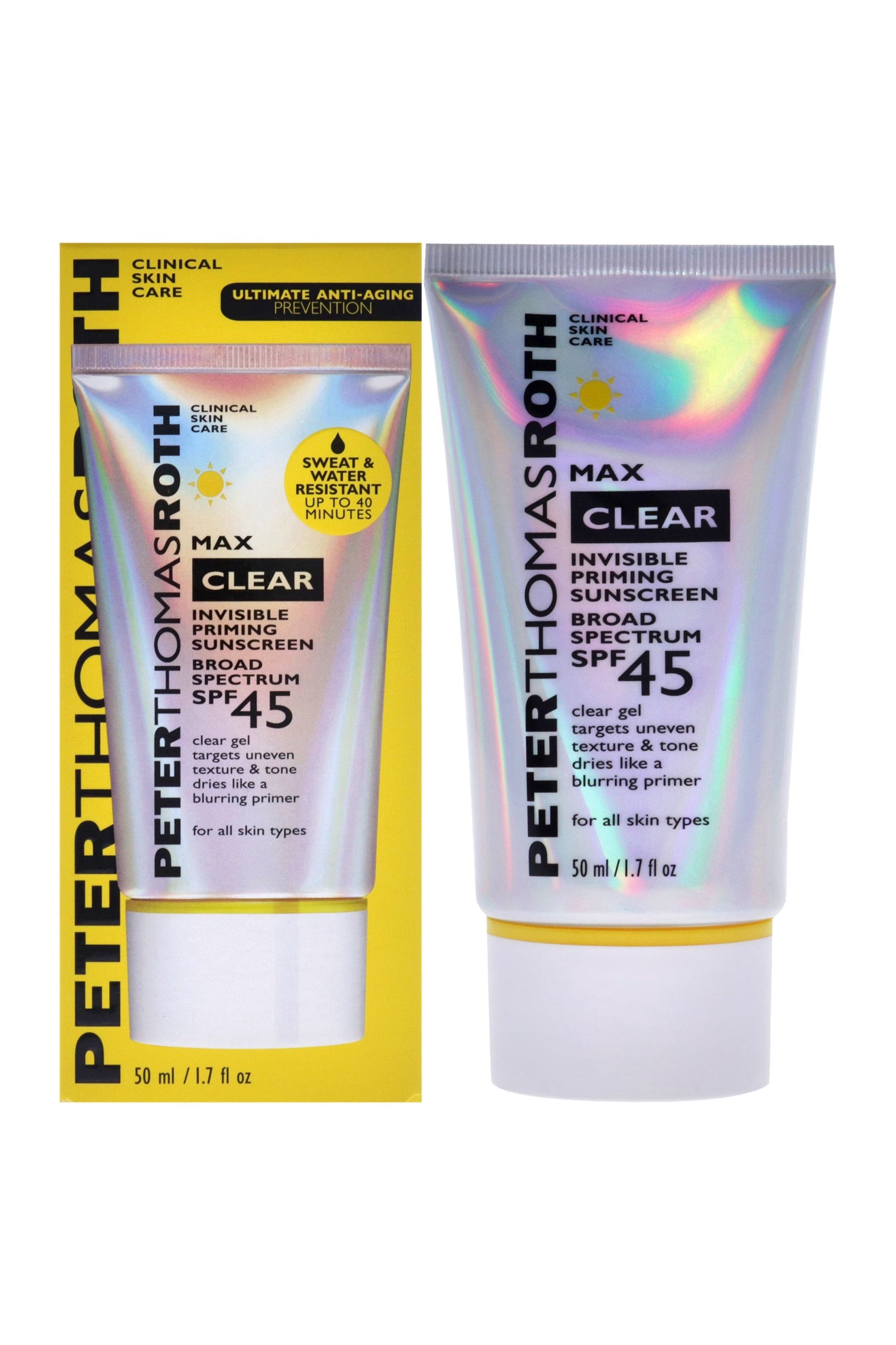Max Clear Invisible Priming Sunscreen SPF 45 by Peter Thomas Roth for Unisex - 1.7 Sunscreen