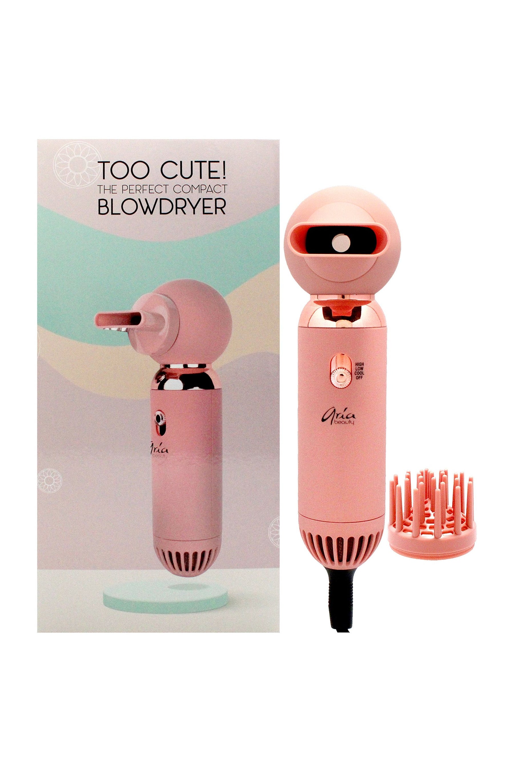 Too Cute Compact Blowdryer - Rose Gold by Aria Beauty for Women - 1 Pc Hair Dryer