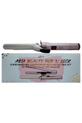 Pop N Lock Interchangeable Straightener and Curling Iron Set by Aria Beauty for Women - 2 Pc 1 Inch Flat Iron, 1 Inch Curling Iron