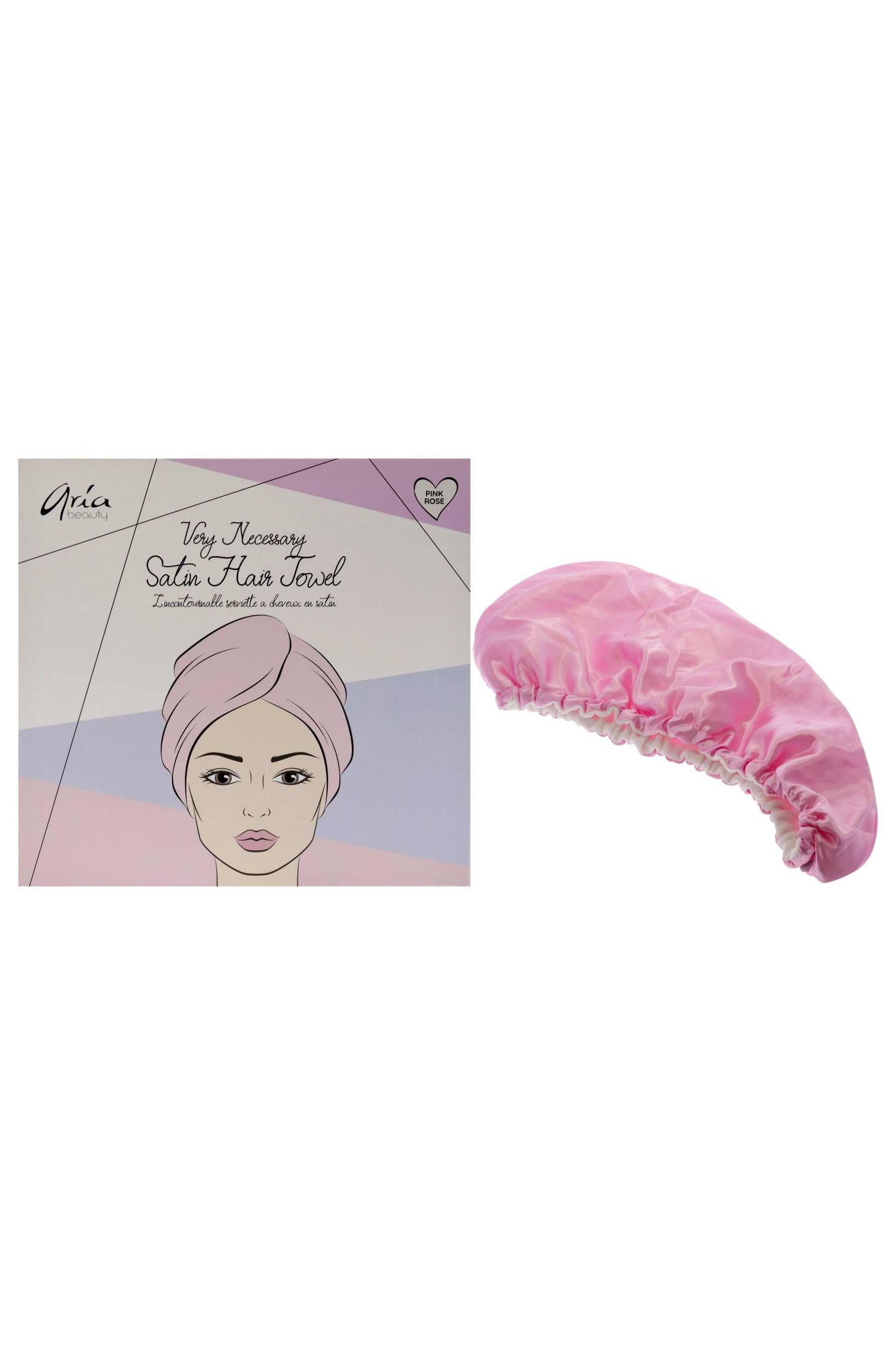 Very Necessary Satin Hair Towel - Pink by Aria Beauty for Women - 1 Pc Towel