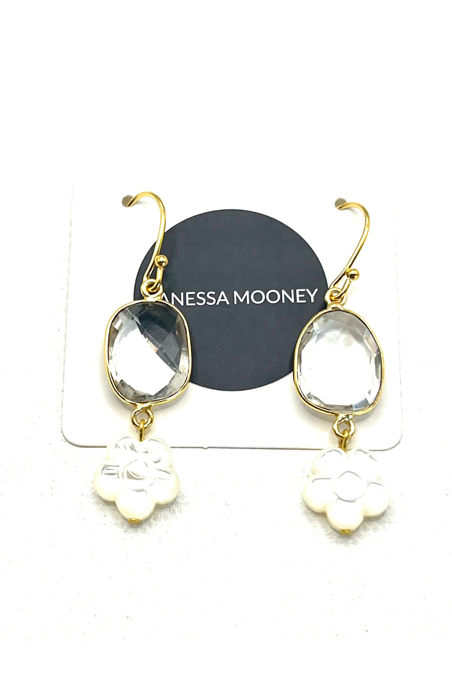 The Crystal & Shell Flower Earrings