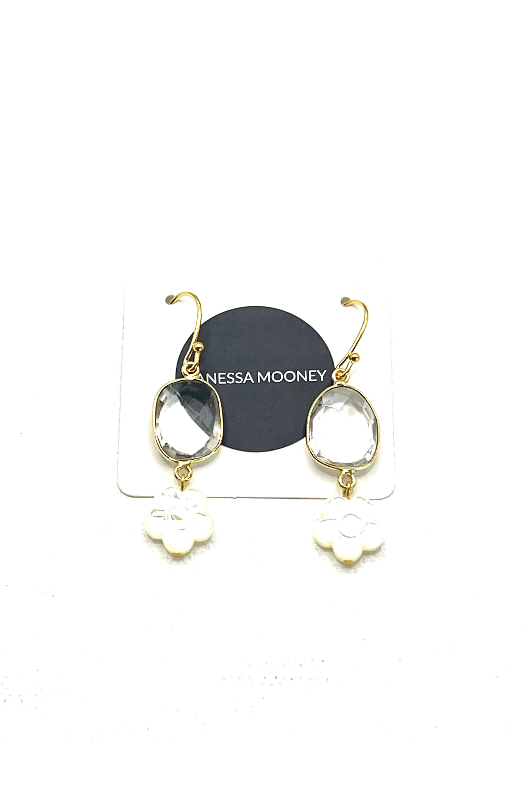 The Crystal & Shell Flower Earrings