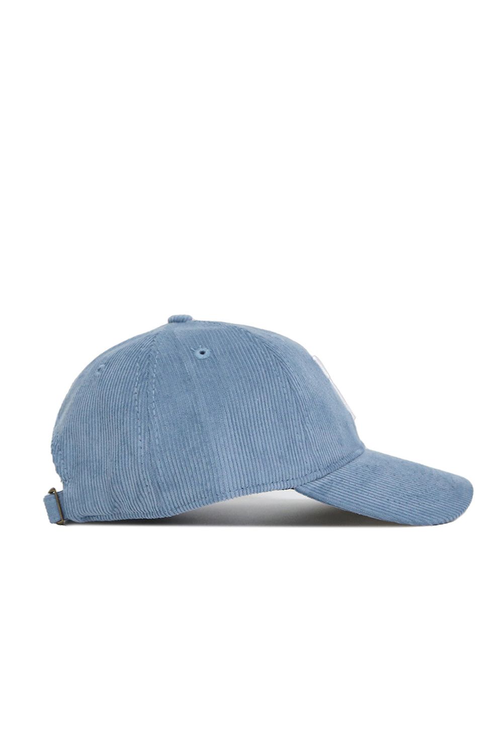 Side view of the No Rivals Tennessee Corduroy Hat - Unstructured - Sky Blue, showcasing a 6-panel design, curved brim, and adjustable back strap.