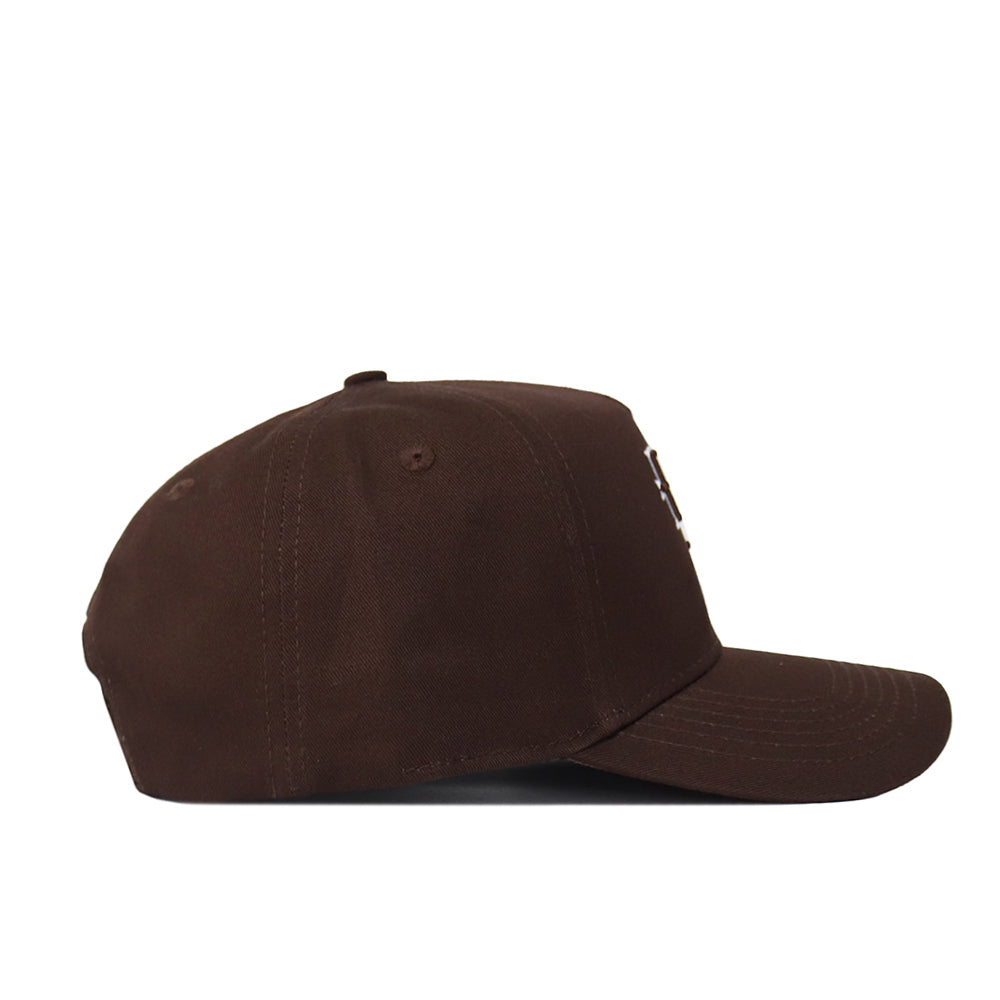 The Florida State Americano Hat (B2B) is a structured-fit, plain brown baseball cap made of high-quality cotton, shown from the side on a white background with a curved brim and top button.
