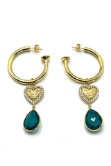 The Heart & Emerald Hoops
